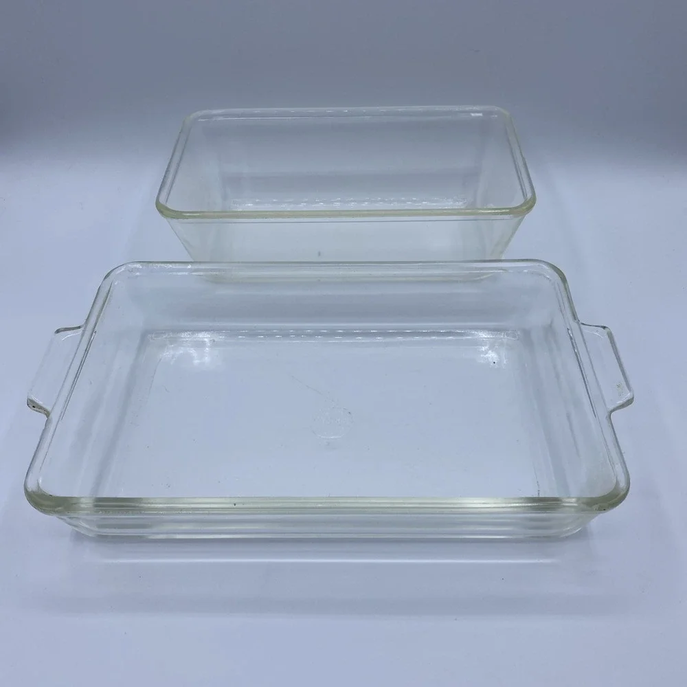 Pyrex Unisex 2pc Bakeware Set Clear Glass Vintage Casserole and Loaf Pan
